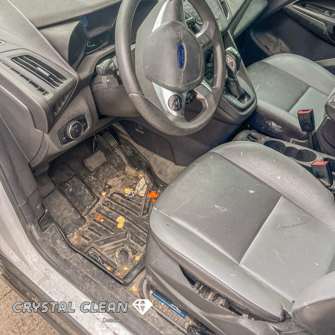 Car interior before professional detailing - Atlanta auto detailing service